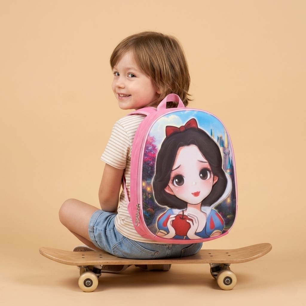 12" Fairytale Princess 3D Toddler Backpack | Ergonomic Pink Preschool Bag for Girls