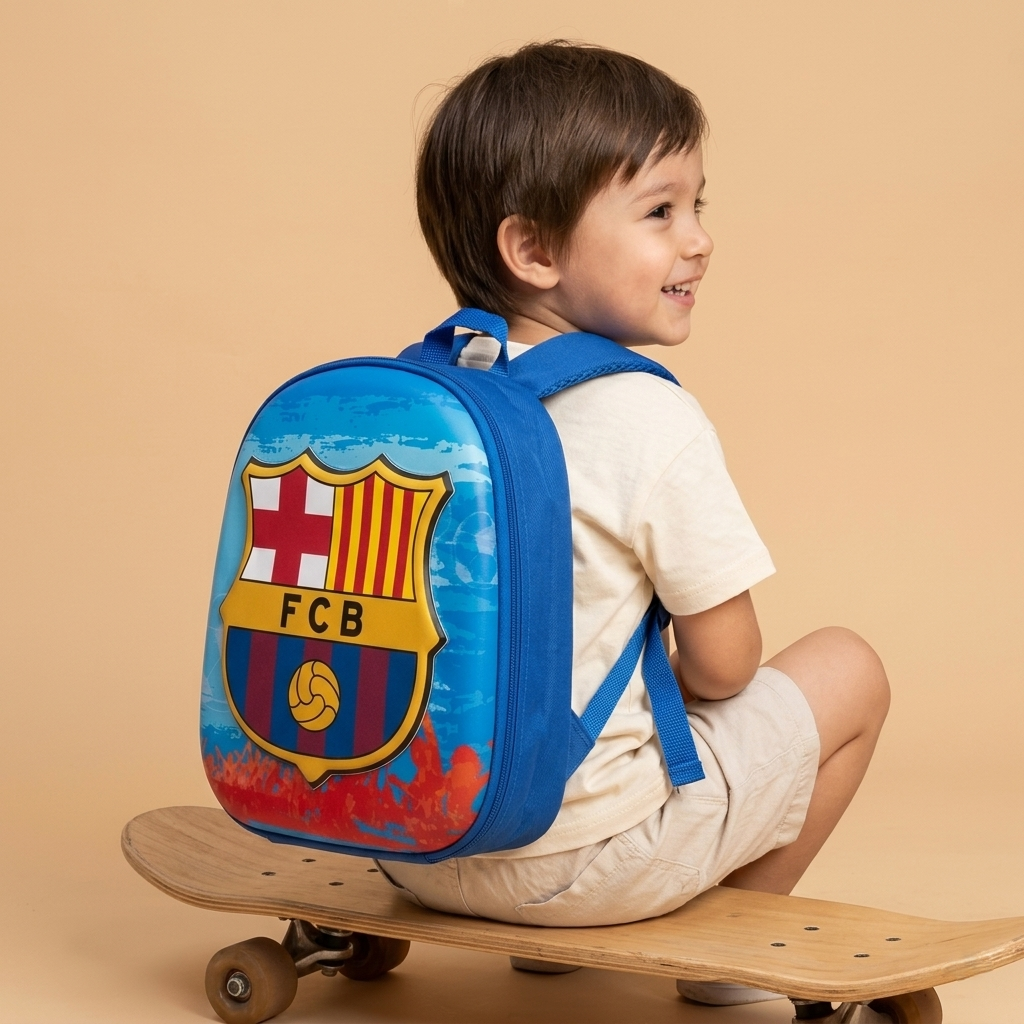 12" Soccer Club 3D Toddler Backpack | Ergonomic FCB Preschool Bag for Boys & Girls