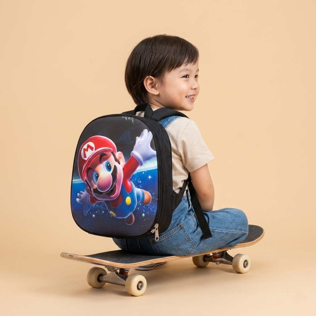12" Super Plumber 3D Toddler Backpack | Ergonomic Adventure Preschool Bag for Kids