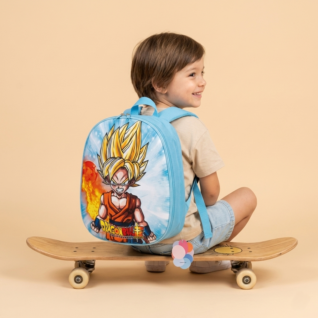12" Super Saiyan 3D Toddler Backpack | Ergonomic Dragon Ball Preschool Bag for Kids