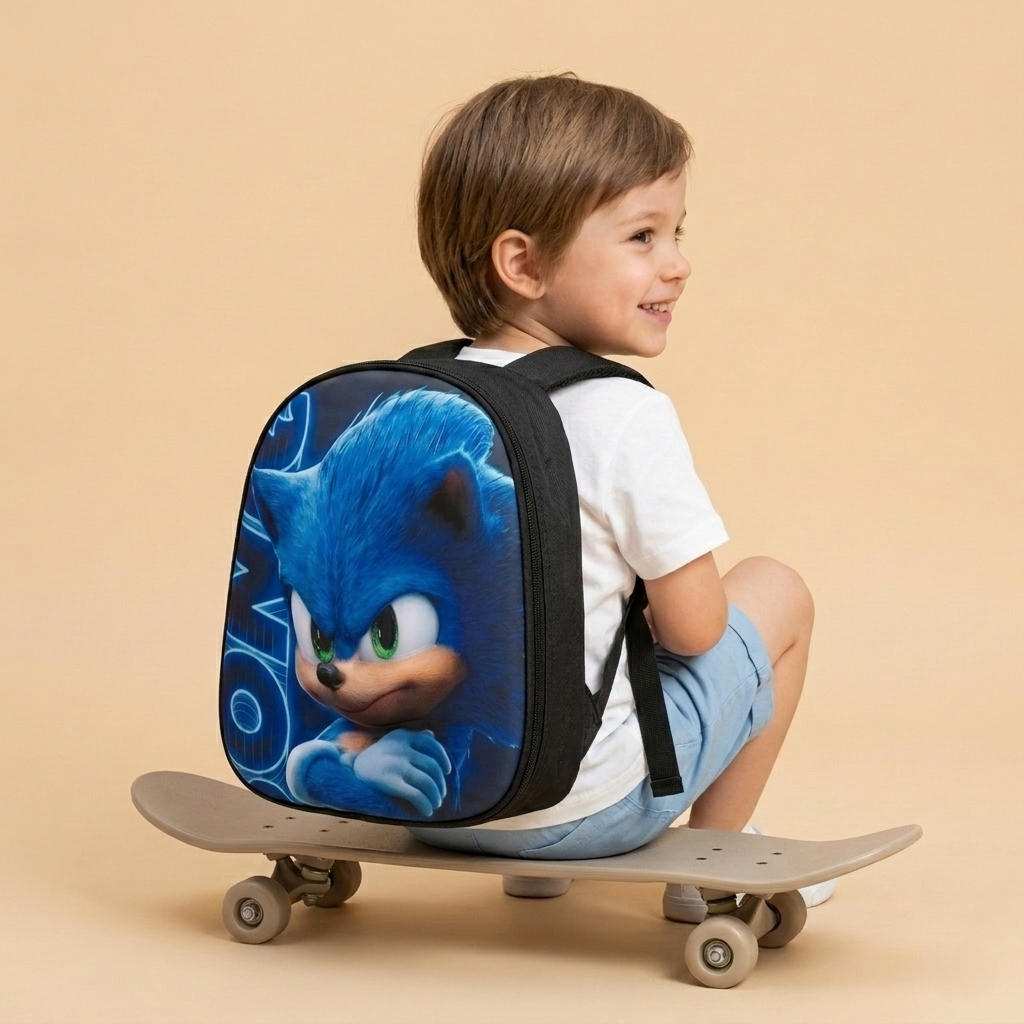 12" Supersonic Blue Hero 3D Toddler Backpack | Ergonomic Preschool Bag for Kids