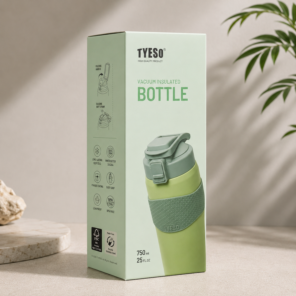 TYESO 750ml Insulated Bottle – Lime Green