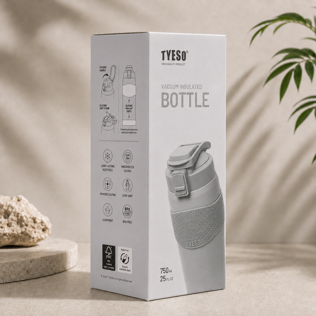 TYESO 750ml Insulated Bottle – Stone Grey