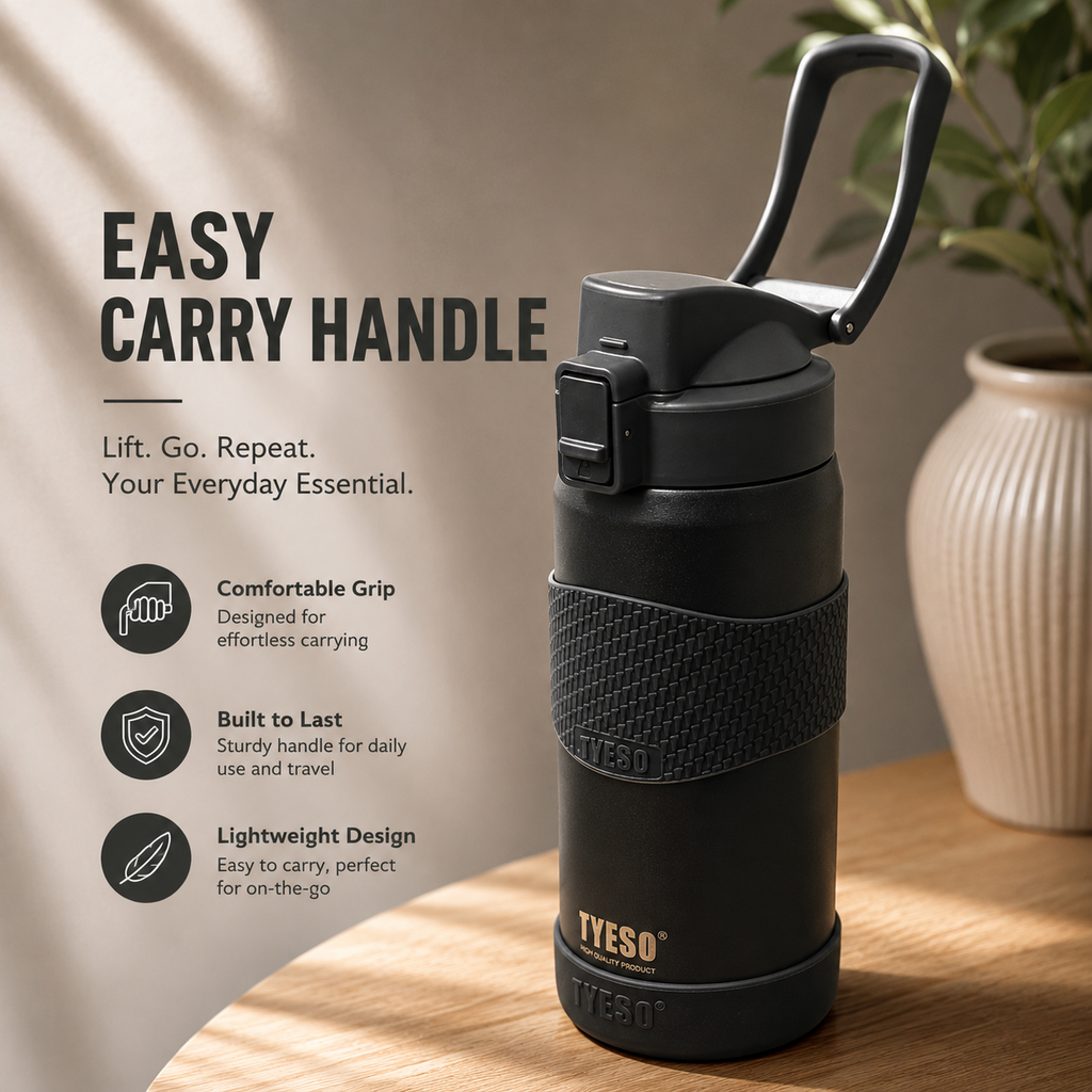 TYESO 750ml Insulated Bottle – Midnight Black