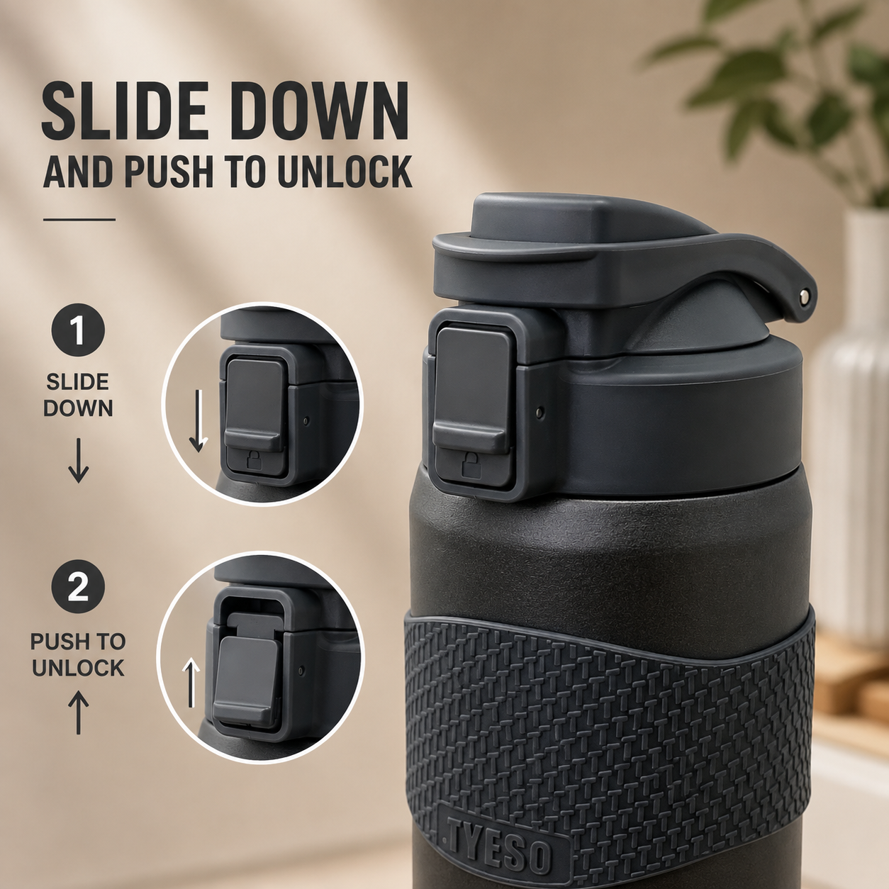 TYESO 750ml Insulated Bottle – Midnight Black