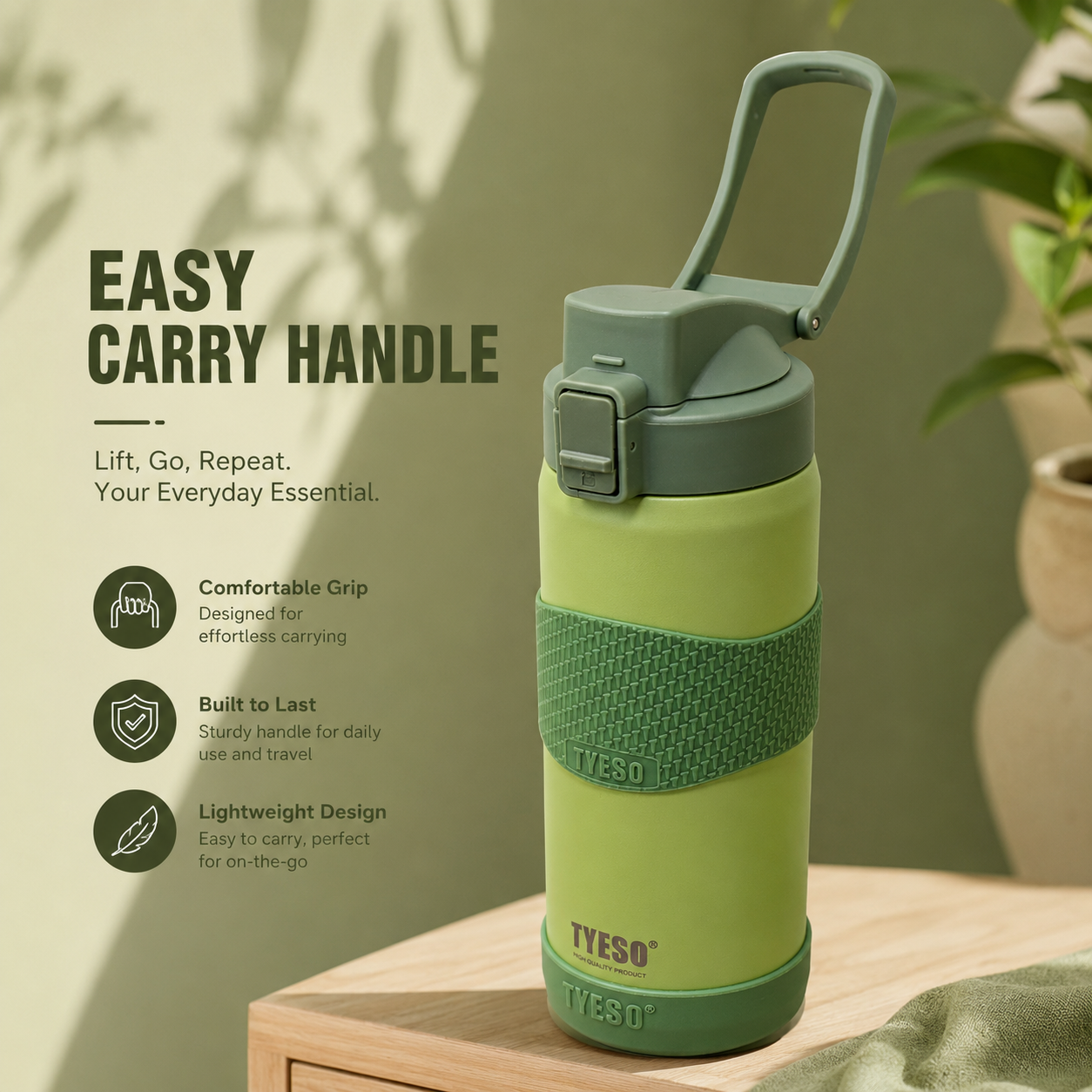 TYESO 750ml Insulated Bottle – Lime Green