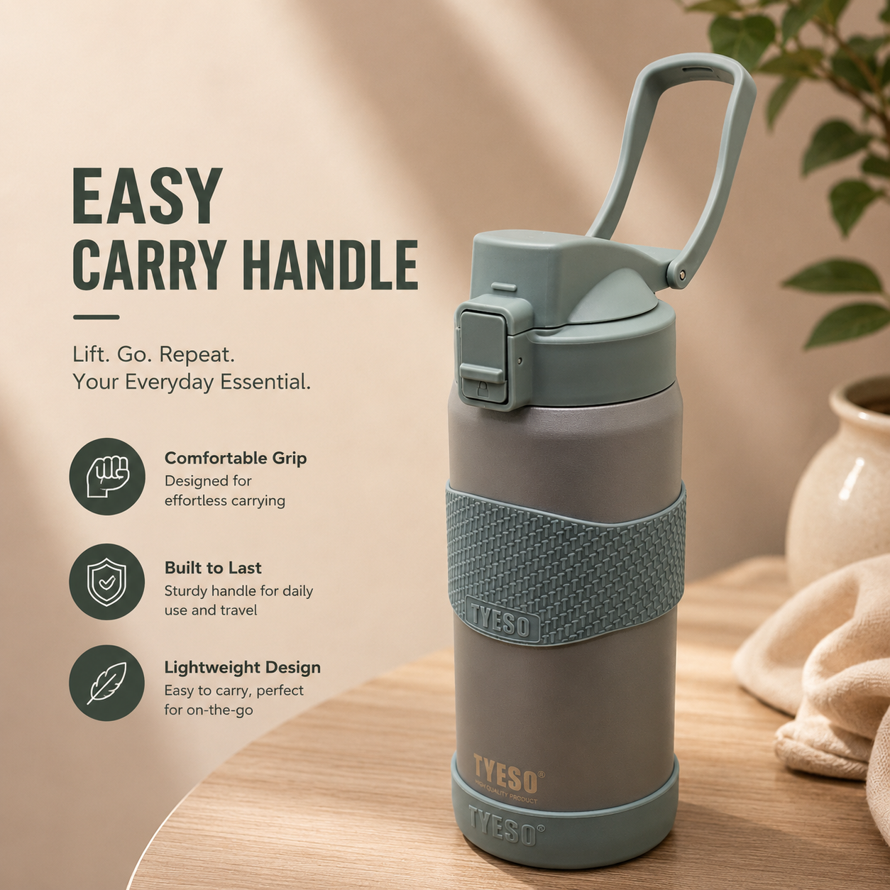 TYESO 750ml Insulated Bottle – Stone Grey