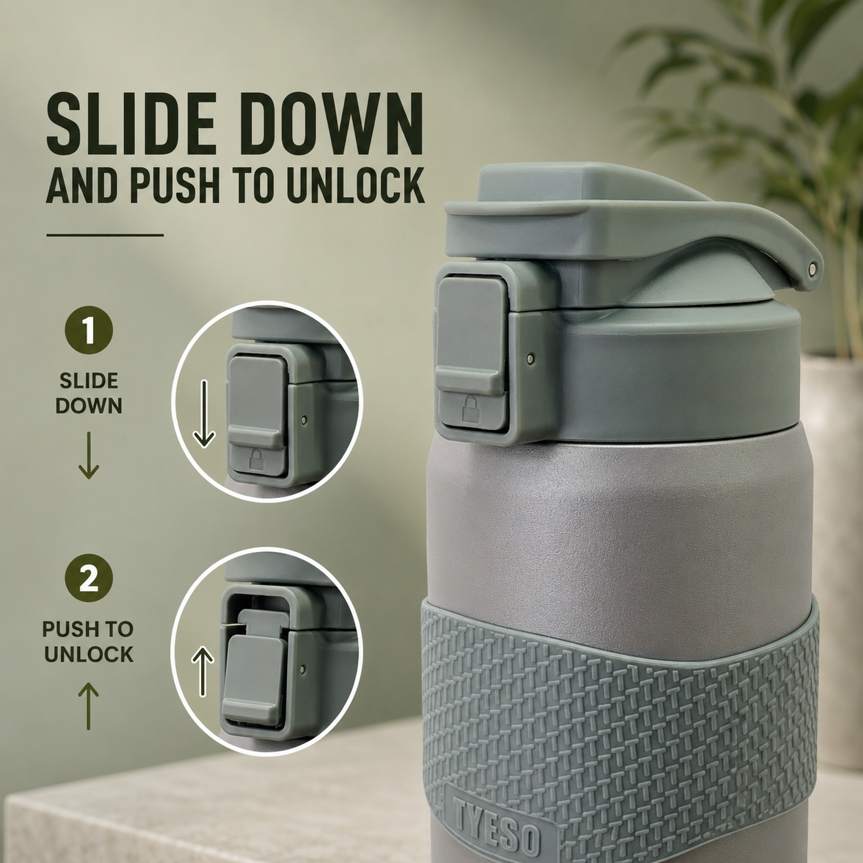 TYESO 750ml Insulated Bottle – Stone Grey