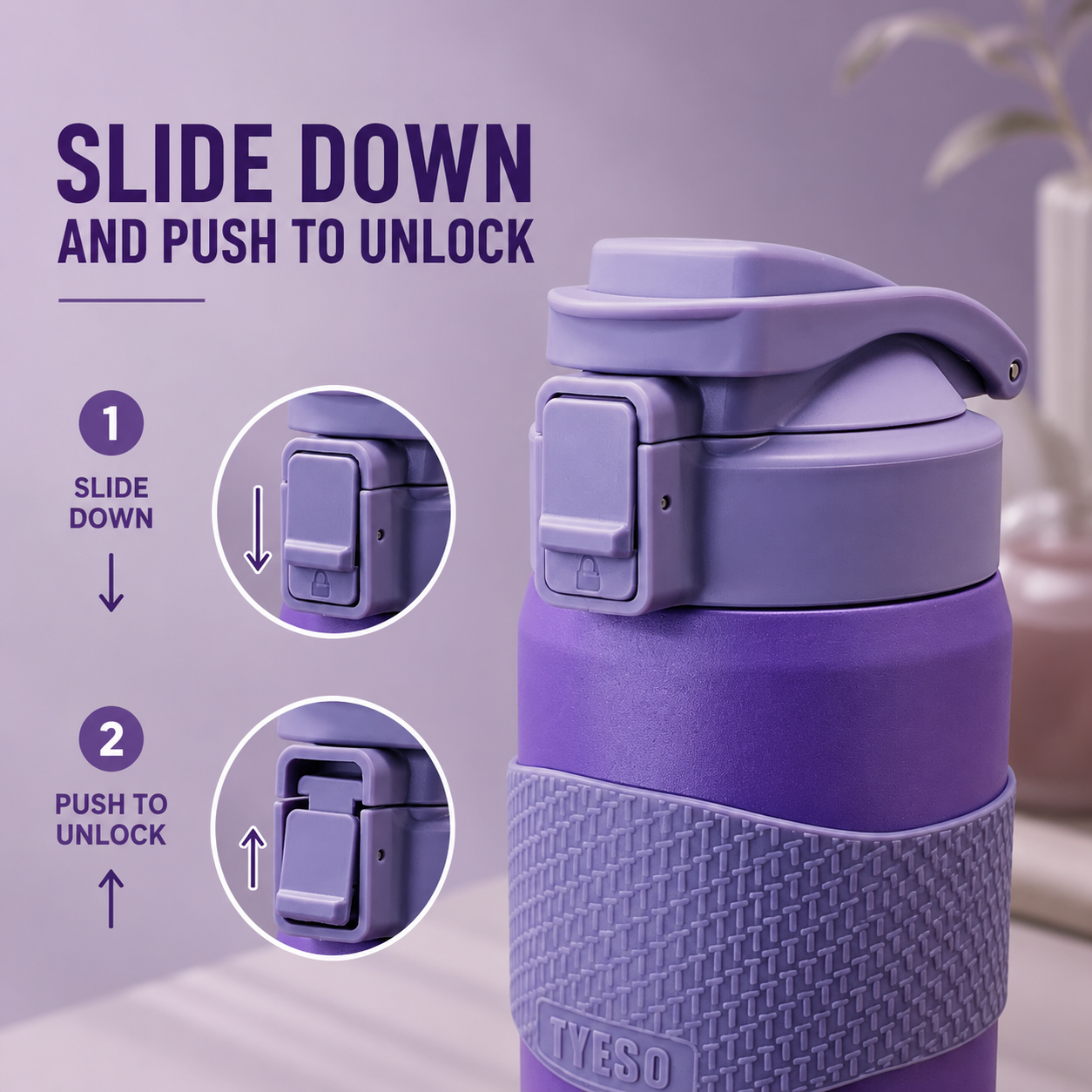 TYESO 750ml Insulated Bottle – Violet Purple