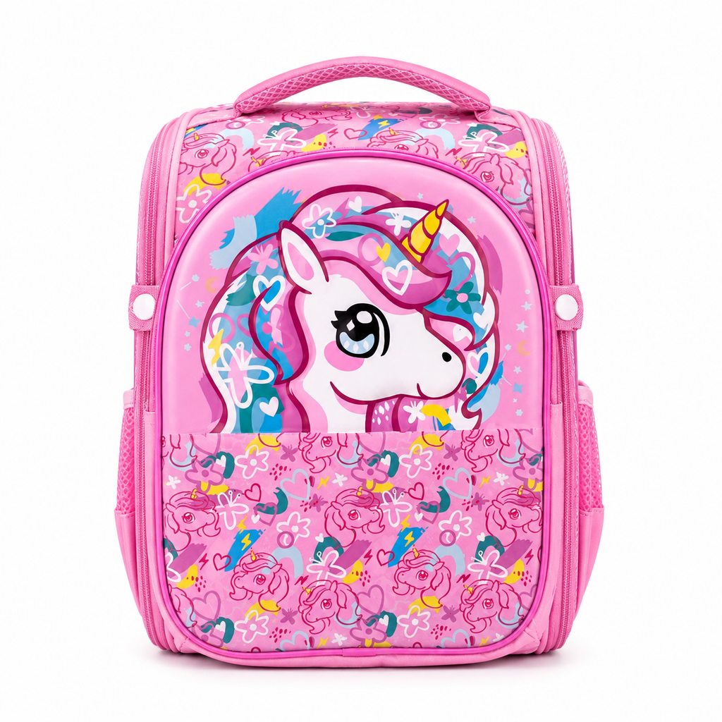 Unicorn 16" Hard-Shell School Backpack with Utility Pouch – Pink