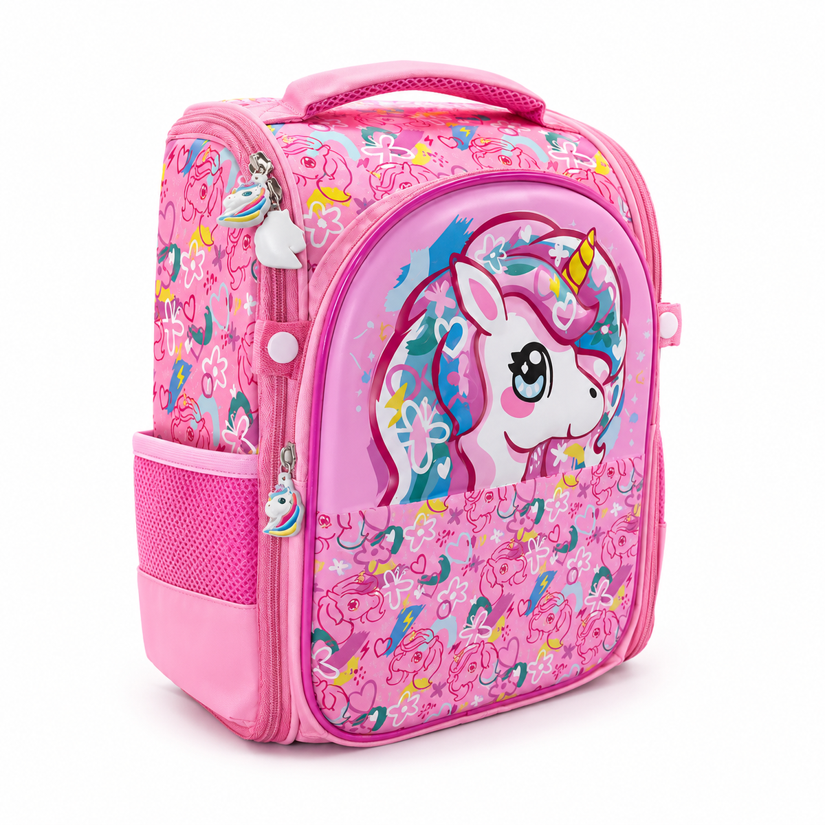 Unicorn 16" Hard-Shell School Backpack with Utility Pouch – Pink