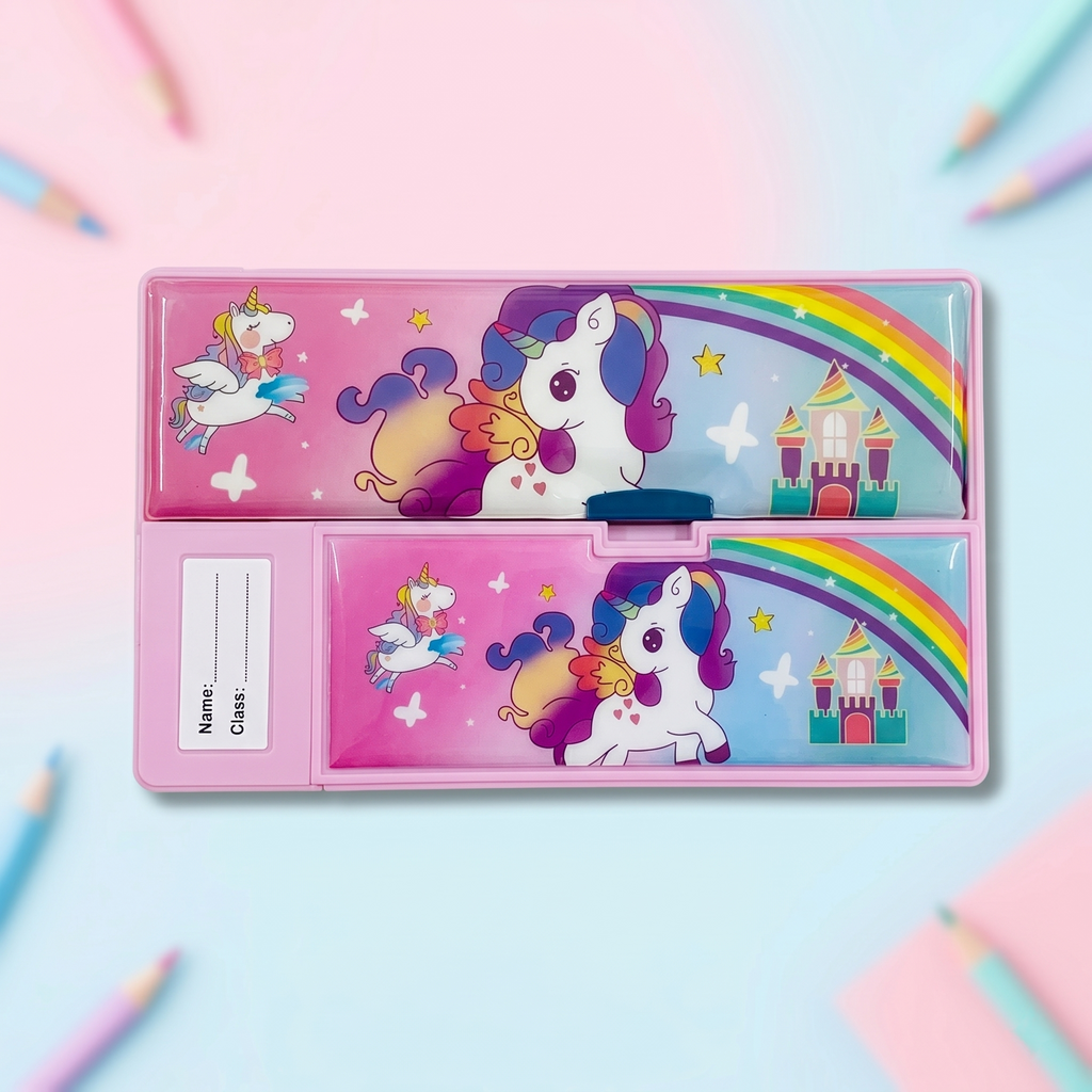 Magical Unicorn Dual-Side Magnetic Pencil Box