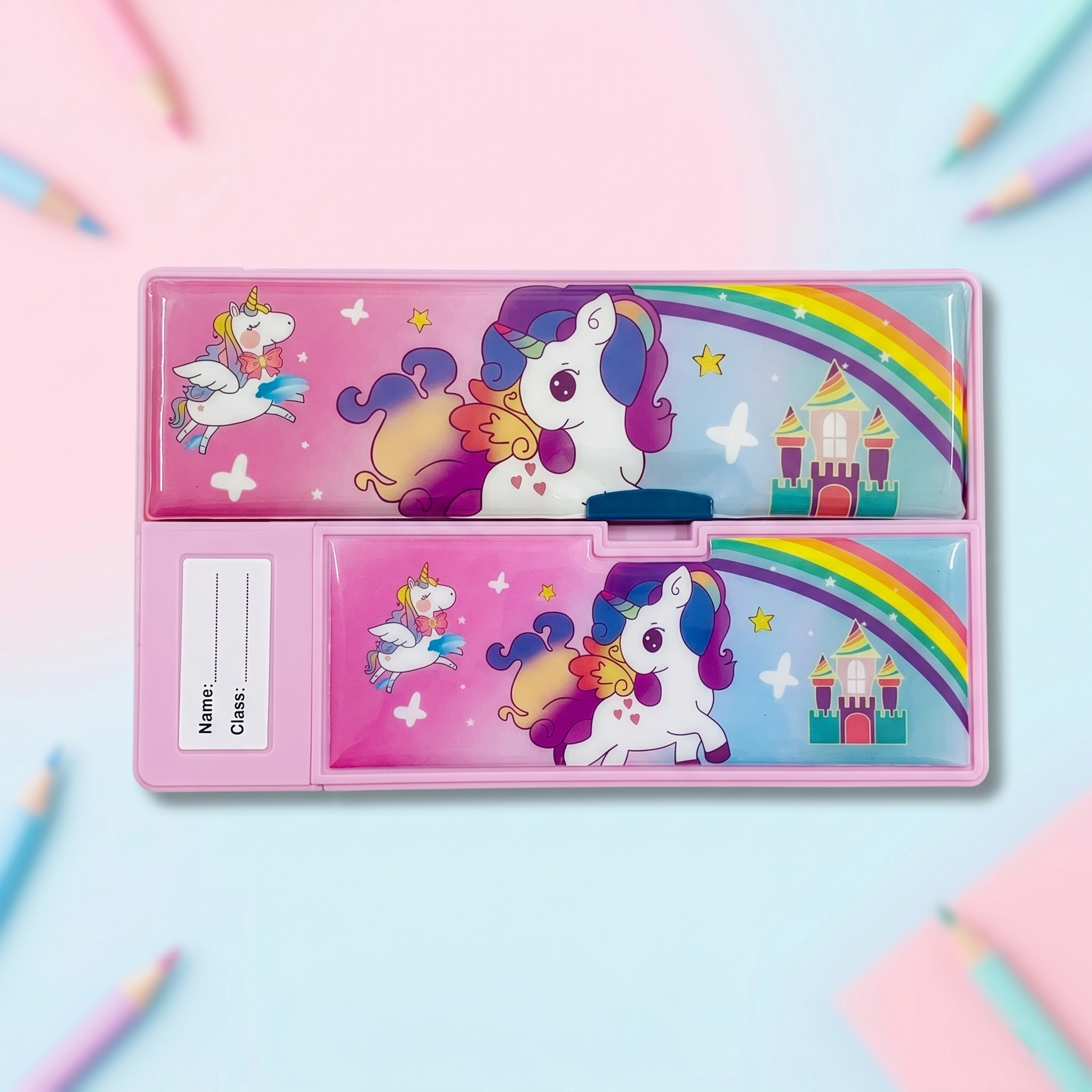 Magical Unicorn Dual-Side Magnetic Pencil Box
