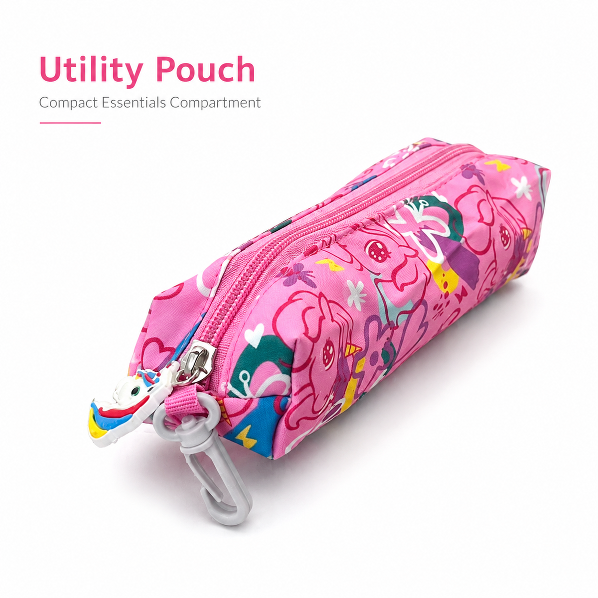 Unicorn 16" Hard-Shell School Backpack with Utility Pouch – Pink