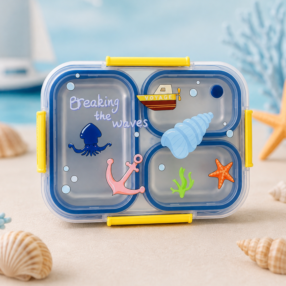 Premium 800mL Stainless Steel Kids Bento Box (Ocean Explorer)