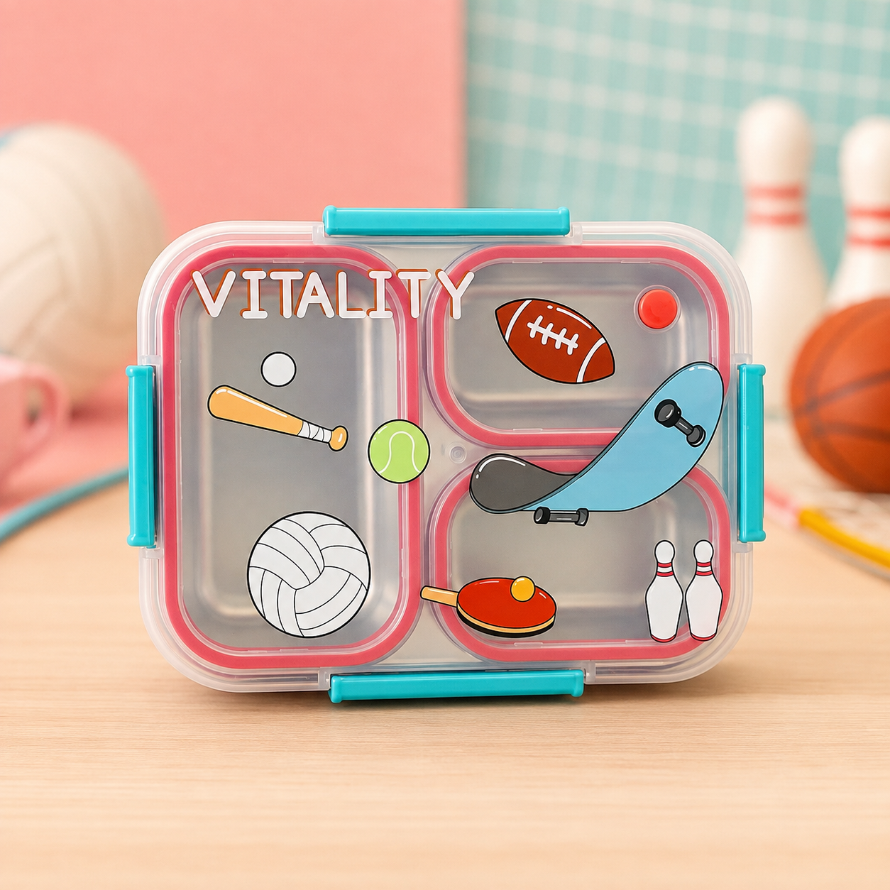 Premium 800mL Stainless Steel Kids Bento Box (Sports Vitality)