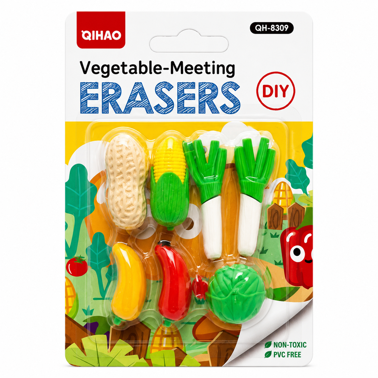 Vegetable-Meeting 3D Puzzle Eraser Set (12-Piece Pack)