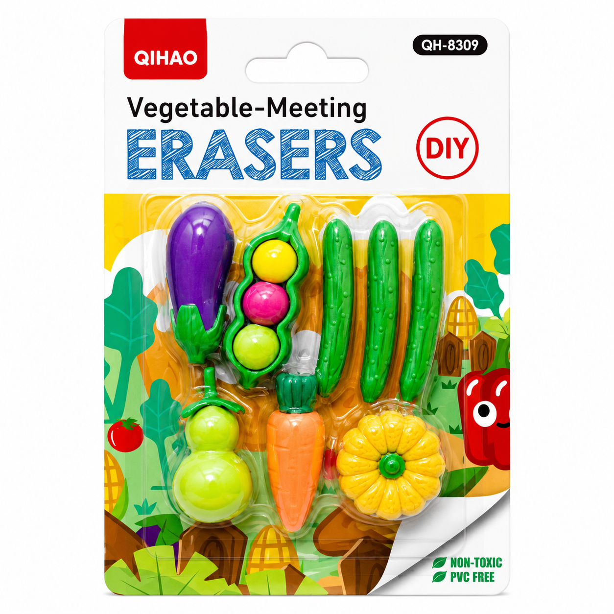 Vegetable-Meeting 3D Puzzle Eraser Set (12-Piece Pack)