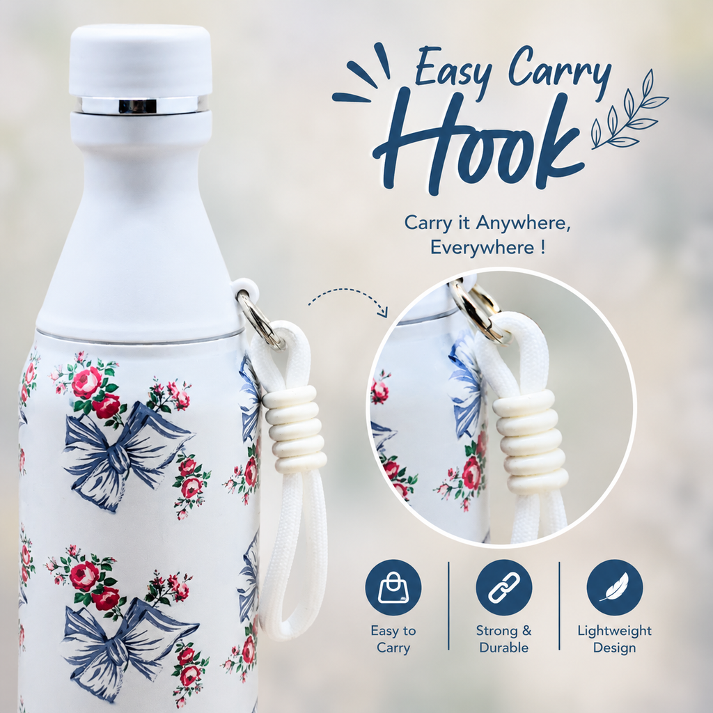 18oz Floral Insulated Water Bottle – White