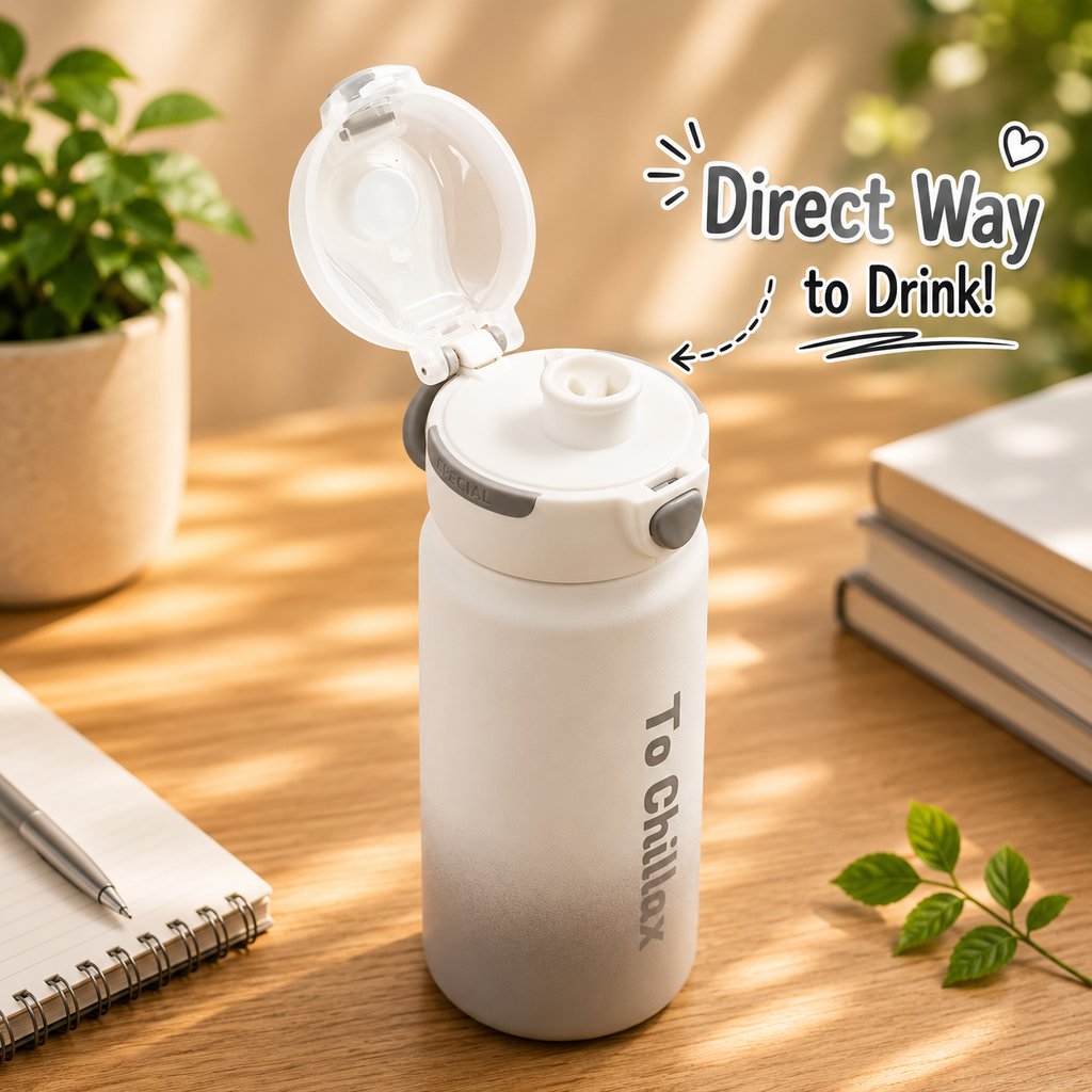 600ml Chillax Insulated Bottle – White & Grey