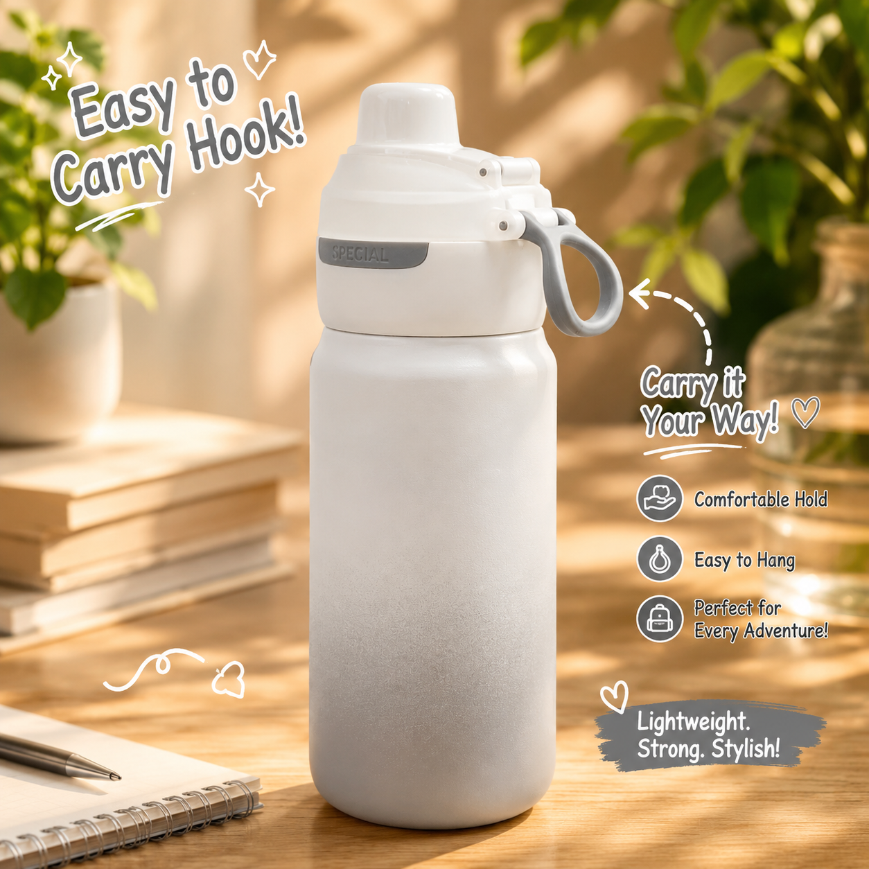 600ml Chillax Insulated Bottle – White & Grey