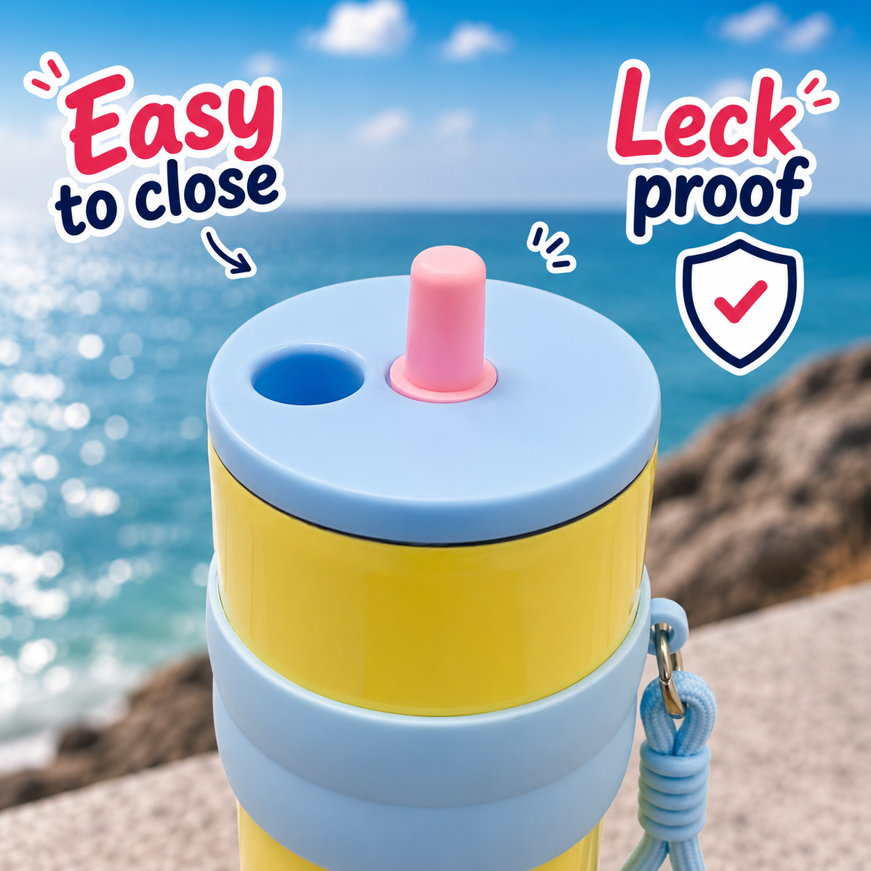 710ml Insulated Steel Sipper – Yellow & Sky Blue