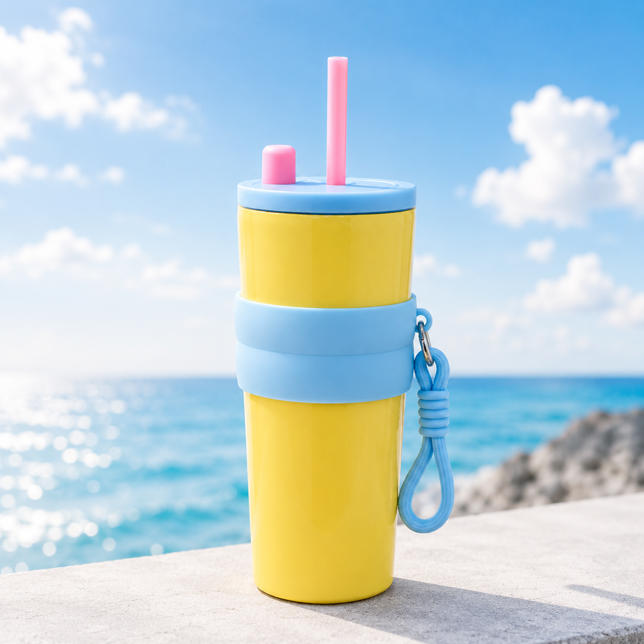 710ml Insulated Steel Sipper – Yellow & Sky Blue