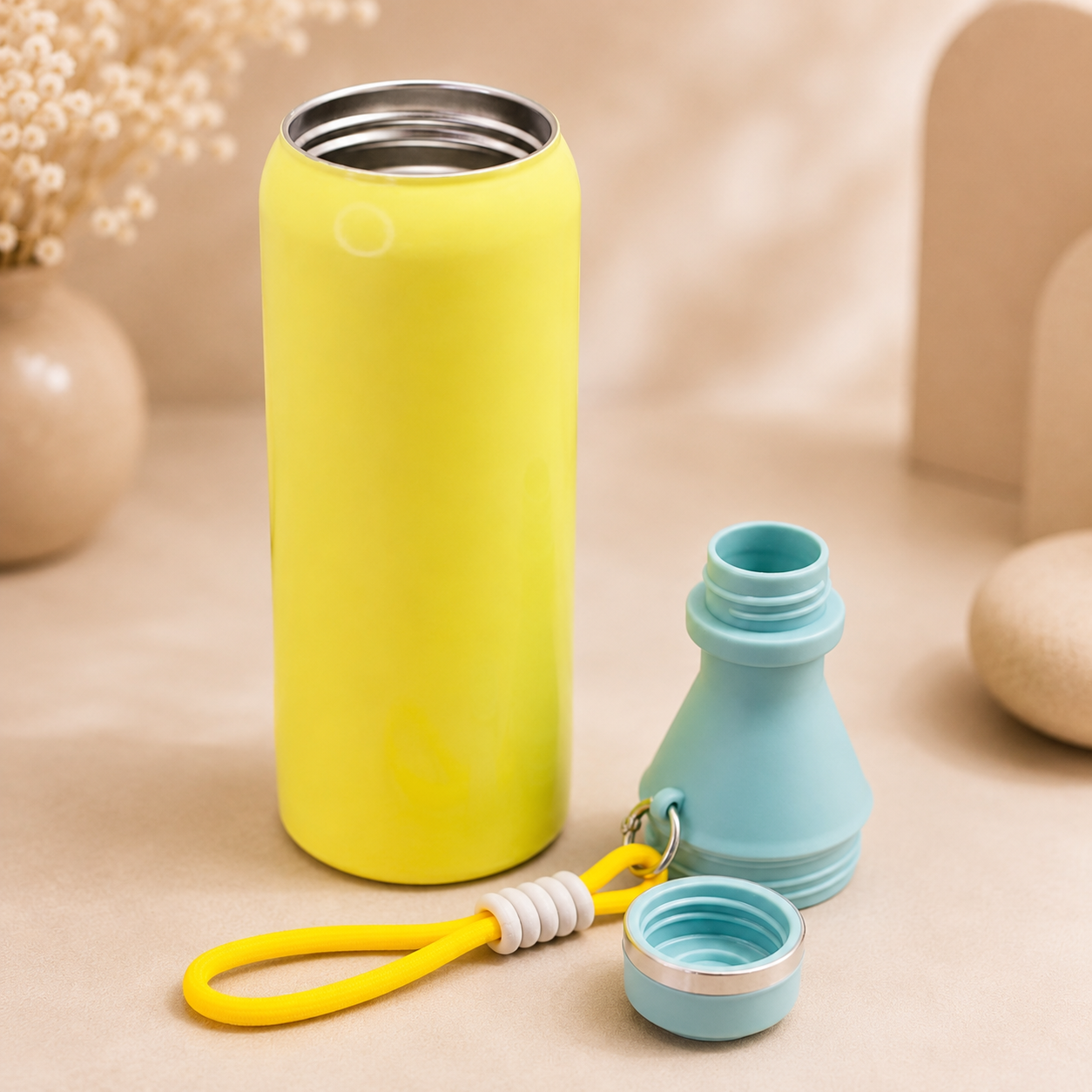 Premium Insulated Bottle – Yellow & Sky | 530ml